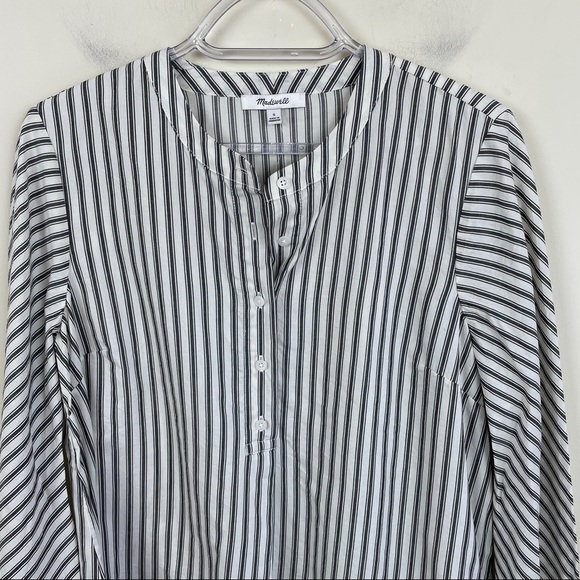 Madewell Striped Button Down Flare Sleeve Blouse - Picture 4 of 8